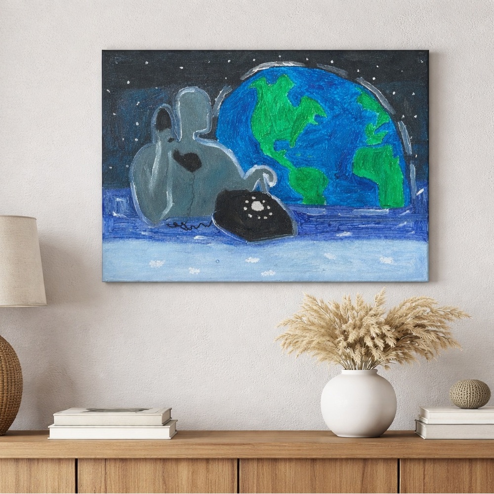 Modern Abstract Canvas Wall Art - Blue & Green Earth Motif